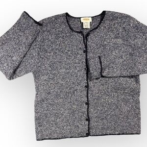 Talbots Blue and White Wool Blend Cardigan‎ Donegal Heather
